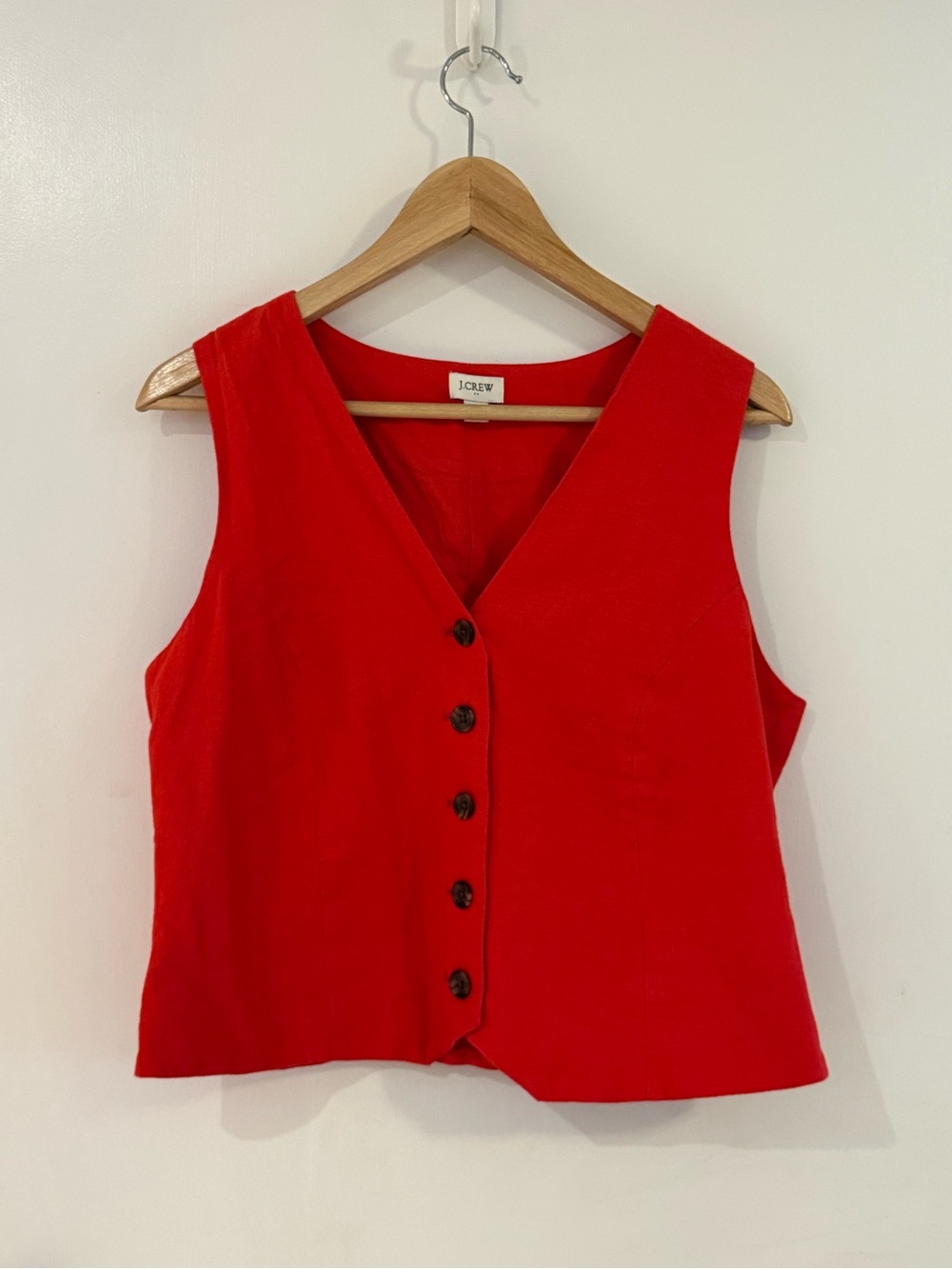 J. Crew Red Button-Front Vest